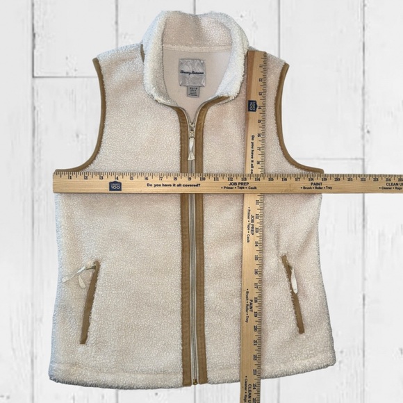 Tommy Bahama Sherpa Vest Womens Faux Suede Trim Coconut Cream size XS - Picture 11 of 14